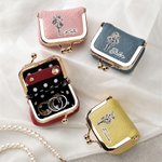 Personalized Birth Flower Portable PU Leather Mini Jewelry Case with Kiss Lock and Name Birthday Gift for Family Besties