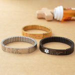 Custom Medical Emergency ID Alert Stretch Bracelet for Men | with Engraved Text, Gift for Epilepsy Diabetes Allergy Patient
