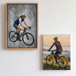 Personalised Oil Painting Style Cyclist Photo Canvas Prints with Name Modern Living Room Decor Birthday Gift for Cycling Lovers