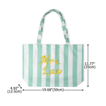 Personalised Multicolour Plush Embroidery Striped Canvas Tote Bag with Text Back to School Teacher Appreciation Week Teacher's Day Gift for Teacher