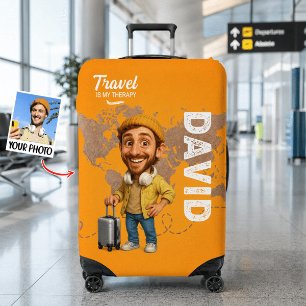 Personalized 3D-Style Artwork Luggage Cover Fits 18-32 Inches Suitcase with Name Travel Business Trip Birthday Gift for Traveller Family Friends
