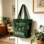 Personalized 2-6 Crystal Butterflies Floral Large Corduroy Tote Bag with Name Birthday Friendship Anniversary Gift for Besties Friends Sisters