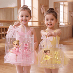 Personalised Cartoon Ballet Girl Photo Design Transparent Bag with Name and Ribbon Daily Use Dance Class Birthday Gift for Ballet Lovers Girls