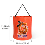 Personalised Halloween Elements Initial Design LED Light Sweets Bucket with Name Trick or Treat Halloween Party Gift for Girls Boys