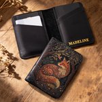 Ensemble personnalisé « Forest Fox » : grimoire de sorcellerie, carnet en cuir PU, paquet de cartes, stylo avec cadenas, texte personnalisé, 300 pages en papier kraft, journal intime rétro, cadeau