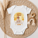 Personalized 3D-Style Artwork Happy First Mid-Autumn Festival 100% Cotton Baby Bodysuit with Name and Photo Festival Baby Shower Gift for New Parents