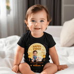 Personalized 3D-Style Artwork Happy First Mid-Autumn Festival 100% Cotton Baby Bodysuit with Name and Photo Festival Baby Shower Gift for New Parents