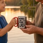 Personalized Hooked on Being Papa Fishing 10 oz Outdoor Carabiner Mug with 1-12 Name Funny Birthday gift for Grandpa Dad