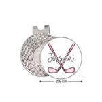 Gepersonaliseerde meerkleurige magnetische petclip golfbalmarker met gekruiste golfclubs en naam jubileumcadeau verjaardagscadeau voor golfliefhebbers