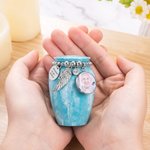 Urna de cremación personalizada pequeña para cenizas con dije de corazón alas y texto grabado regalo conmemorativo de recuerdo para familia