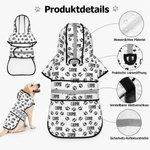 Personalisierter Hunde-Regenmantel mit Namen & Pfoten-Muster | mit Kapuze & Reflektoren | Wasserdichter Hundemantel | Geschenk für Herrchen & Frauchen