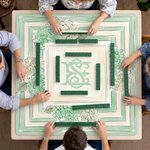 Personalised Watercolour Hydrangea Monogram Non-Slip Mahjong Mat with Initial and Storage Bag Mahjong Club Night Gift for Mahjong Player Enthusiast