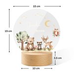 Veilleuse LED en acrylique personnalisée avec nom et texte - Style d'animal mignon socle en bois - Cadeau anniversaire pour garçons filles