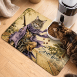 Personalised Watercolour Samurai Pet Photo Food Mat with Name Daily Use Birthday Gift for Pet Owners Lovers