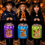 Personalised Halloween Elements Initial Design LED Light Sweets Bucket with Name Trick or Treat Halloween Party Gift for Girls Boys