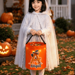 Personalised Halloween Elements Initial Design LED Light Sweets Bucket with Name Trick or Treat Halloween Party Gift for Girls Boys