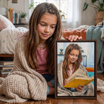 Personalized Oil Painting Style Reading Character Photo Canvas Prints with Text Home Wall Decor Ship from USA Birthday Housewarming Gift for Bookworms
