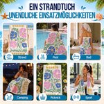Personalisiertes mehrfarbiges Blumen-Strandtuch mit Namen | saugfähig | Reisezubehör | Sommer Urlaub Geburtstag Geschenk für Frauen Freunde