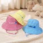 Personalised Cute Embroidered Horseshoe Heart Adjustable Baby Bucket Hat with Name Outdoor Activity Daily Use Birthday Gift for Newborns Babies