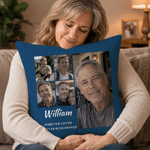 Personalized 5 Photos Soft Throw Pillow Cover with Name and Text Memorial Sympathy Gift for Loss of Loved One