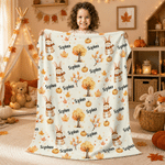 Personalized Warm Autumn Cartoon Animal Soft Throw Blanket with Name Home Decor Autumn Gift for Kids Infants