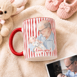 Personalised Watercolour Photo Striped Design 11 oz 15 oz Ceramic Mug with Title Daily Use Baby Shower Gift for New Parents Grandadrents