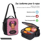Set de sac et trousse personnalisé avec nom et dessin cartoon de fille - Cadeau d'anniversaire rentrée scolaire pour les filles