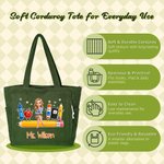 Personalised 3D-Effect Artwork Cartoon Teacher Character Large Capacity Tote Bag with Photo and Text Back to School Gift for Teachers Educators