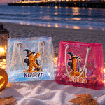Personalized Halloween Theme Initial Holographic Clear Tote Bag with Name Trick or Treat Halloween Party Gift for Boys Girls