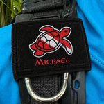 Etiqueta de identificación personalizada de buceo BCD con animales marinos bordados y nombre regalo de cumpleaños para amantes del buceo