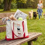 Personalized Multicolour Embroidery Cute Dog Portrait Silhouette Canvas Tote Bag with Name Birthday Gift for Pet Lovers Dog Walker