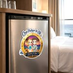 Personalised Cartoon Couple Character Cruise Fridge Magnet with Name Home Decor Birthday Summer Travel Gift for Couple Newlyweds
