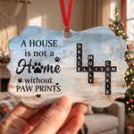 Personalised Paw Print Home Crossword Puzzle Art Irregular-Shaped Ceramic Ornament with Name Tree Decor Christmas Gift for Pet Lovers