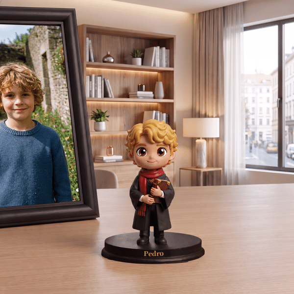 Personalized Magic Academy Theme Cartoon Character Photo 3D Figurine with Name Desk Decor Birthday Gift for Friends