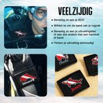 Gepersonaliseerde meerkleurige geborduurde BCD-identificatietag met naam en zeedieren verjaardagscadeau voor duikliefhebbers en oceaanactiviteiten