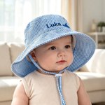 Personalised Cute Embroidered Horseshoe Heart Adjustable Baby Bucket Hat with Name Outdoor Activity Daily Use Birthday Gift for Newborns Babies