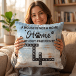 Personalized Home Paw Print Crossword Puzzle Art Throw Pillow Cover with Name Home Decor Birthday Gift for Pet Owners Lovers