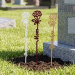 Personalisierter Grabstein aus Edelstahl mit „Eternal Rose“ und Namensgravur – Friedhofsdekoration, Gedenkgeschenk zum Jahrestag für Familie und Freunde