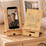 Personalized Map Green Waypoint Heart Symbol Where We Met Wooden Phone Holder with Address Daily Use Birthday Gift for Couple