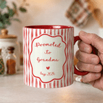 Personalised Watercolour Photo Striped Design 11 oz 15 oz Ceramic Mug with Title Daily Use Baby Shower Gift for New Parents Grandadrents