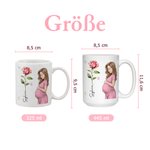 Personalisierte Mom-to-be Keramiktasse mit Geburtsblume & Name | 325 & 445 ml Kaffeebecher | Schwangerschaft & Babyshower Geschenk für werdende Mama