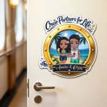 Personalised Cartoon Couple Character Cruise Fridge Magnet with Name Home Decor Birthday Summer Travel Gift for Couple Newlyweds