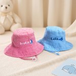 Personalised Cute Embroidered Horseshoe Heart Adjustable Baby Bucket Hat with Name Outdoor Activity Daily Use Birthday Gift for Newborns Babies