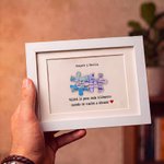 Cuadro de puzzle de mapa personalizado con texto decoración del hogar regalo de relación a distancia y aniversario para parejas o novios