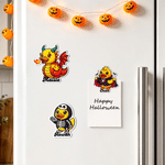 Henkilökohtainen Halloween-aiheinen pieni keltainen ankka -jääkaappimagneetti, jossa on nimi – jääkaapin koriste, Halloween-lahja lapselle, perheelle tai ystävälle