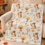Personalized Warm Autumn Cartoon Animal Soft Throw Blanket with Name Home Decor Autumn Gift for Kids Infants