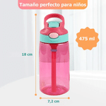 Botella de agua personalizada con nombre foto y personaje animado pajita de silicona regalo de cumpleaños y vuelta al cole para niños y estudiantes