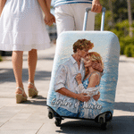 Personalized Oil Painting Style Photo Suitcase Cover with Name Fits 18-32 Inches Suitcase Travel Birthday Gift for Girlfriend Boyfriend Couple