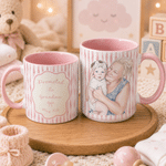 Personalised Watercolour Photo Striped Design 11 oz 15 oz Ceramic Mug with Title Daily Use Baby Shower Gift for New Parents Grandadrents