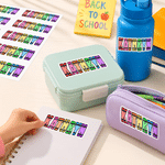 Personalised Colourful Crayon-Style Name Design Waterproof Stickers Daily Use Back to School Birthday Gift for Students Kids